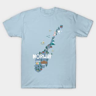 Norway Illustrated Map T-Shirt